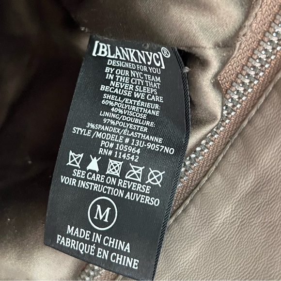 Blank NYC Taupe Brown Faux Leather Moto Jacket M - Picture 8 of 11